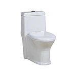 One piece ceramic Sanitary ware Siphonic S trap 300mm soft closing High pressure flush mechanism
